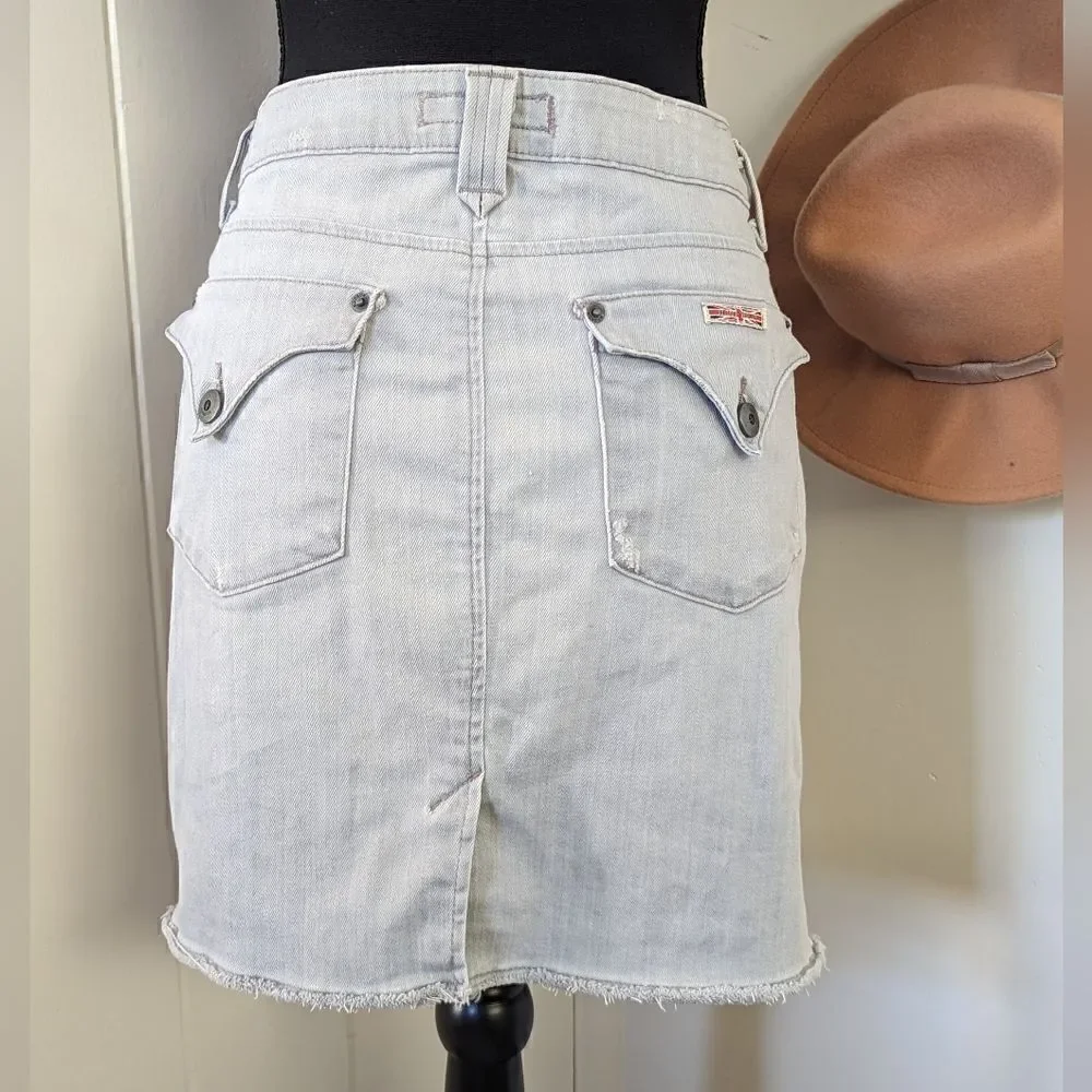 Hudson Raw Edge Hem Denim Mini Skirt  29 Coastal Cowgirl Rebel Punk Academia